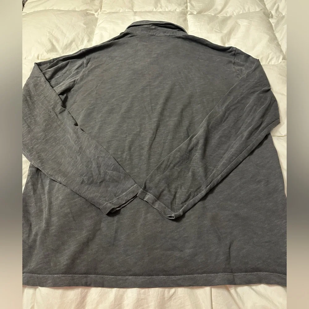 Marine Layer Blue/Grey Vintage Heavy Slub Polo Long Sleeve Shirt - NWOT -Size L - Picture 5 of 8
